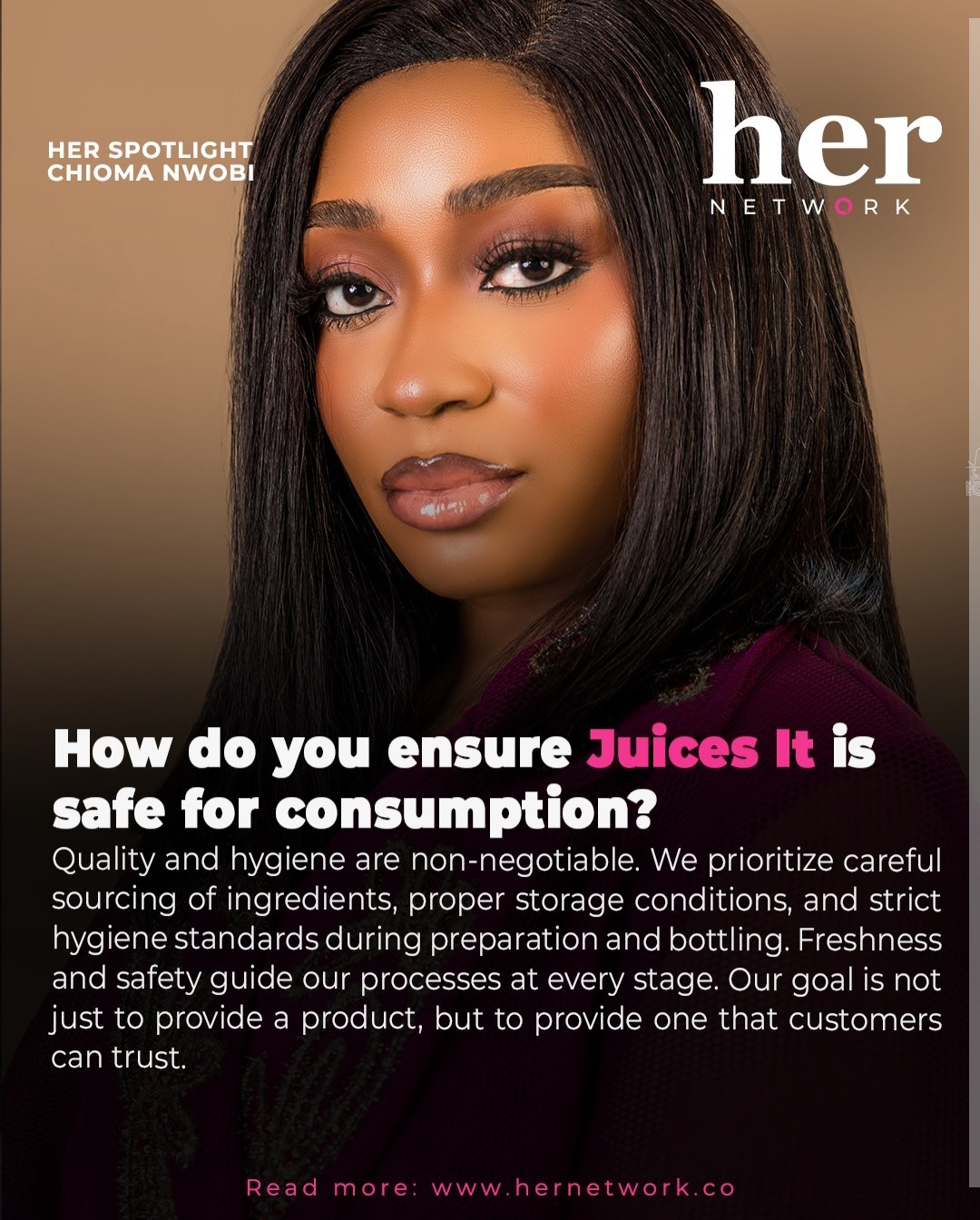 Her Network Spotlight interview excerpt with Chioma Nwobi of Juices It