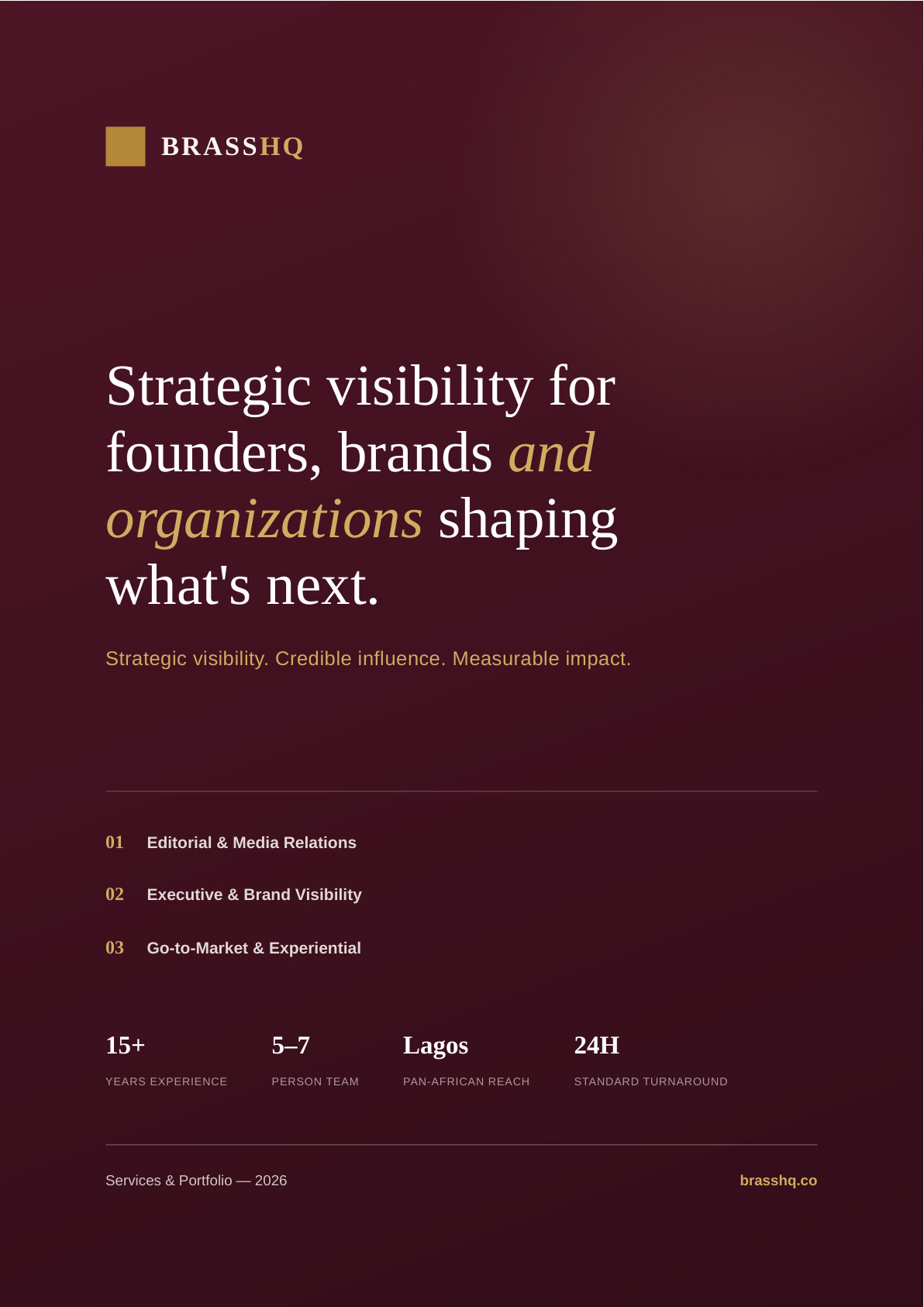 Brass HQ Services and Portfolio document cover